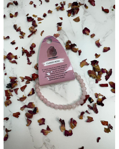 Pulsera Cuarzo Rosa 4 mm