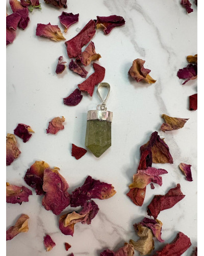 Colgante Granate Verde Plata